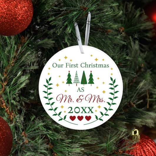 Onze eerste Kerstmis als Mr en Mrs Custom Photo Keramisch Ornament