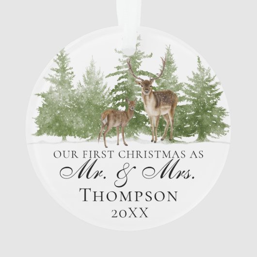 Onze eerste Kerstmis als Mr en Mrs Custom Rustic Ornament (achterkant)