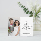 Onze eerste Kerstmis als Mr en Mrs Foto Feestdagenkaart (Staand voorkant)