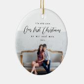 Onze eerste Kerstmis als Mr en Mrs Foto Keramisch Ornament (Rechts)
