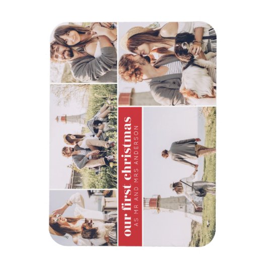 Onze eerste Kerstmis als Mr. en Mrs. Foto Kerstmis Magneet (Verticaal)