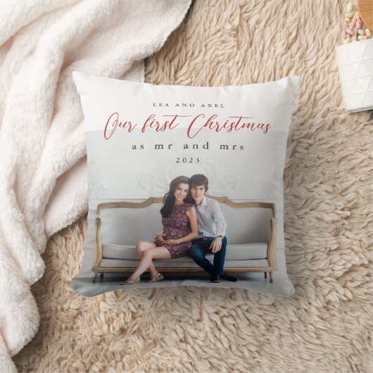 Onze eerste Kerstmis als Mr en Mrs Foto Kussen (Deken)