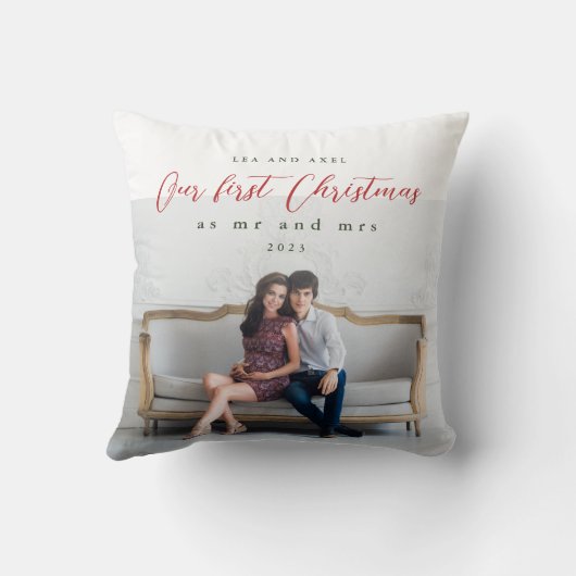 Onze eerste Kerstmis als Mr en Mrs Foto Kussen (Achterkant)