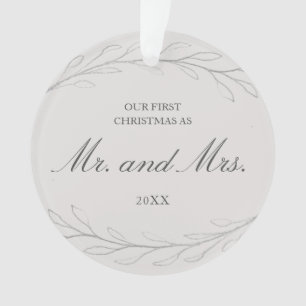 Onze eerste Kerstmis als Mr. en Mrs. Foto Ornament