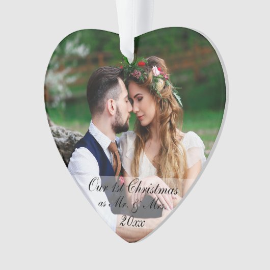 Onze eerste Kerstmis als Mr. en Mrs. Foto Ornament (voorkant)