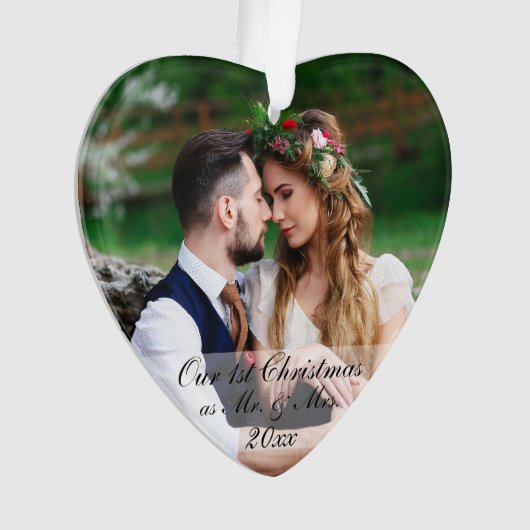 Onze eerste Kerstmis als Mr. en Mrs. Foto Ornament (voorkant)