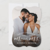 Onze eerste Kerstmis als Mr. en Mrs. Foto Wedding Feestdagenkaart (Voorkant)