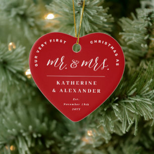 Onze eerste Kerstmis als Mr. en Mrs. Foto Wedding Keramisch Ornament