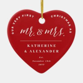 Onze eerste Kerstmis als Mr. en Mrs. Foto Wedding Keramisch Ornament