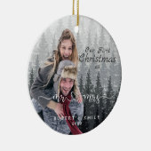 Onze eerste Kerstmis als Mr en Mrs. Keramisch Ornament (Rechts)