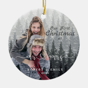 Onze eerste Kerstmis als Mr en Mrs. Keramisch Ornament