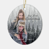 Onze eerste Kerstmis als Mr en Mrs. Keramisch Ornament (Links)