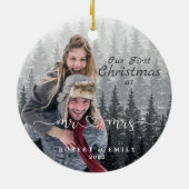 Onze eerste Kerstmis als Mr en Mrs. Keramisch Ornament (Achterkant)