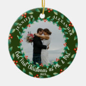 Onze eerste kerstmis als Mr. en Mrs. Keramisch Ornament (Voorkant)