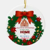 Onze eerste Kerstmis als Mr en Mrs, Kerstmis Keramisch Ornament (Voorkant)