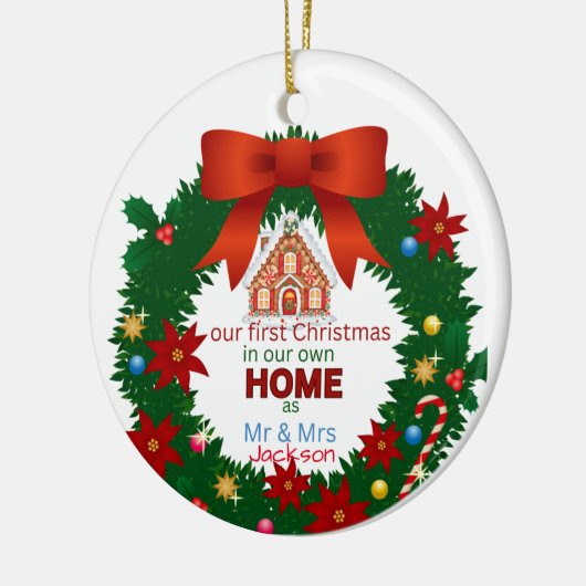 Onze eerste Kerstmis als Mr en Mrs, Kerstmis Keramisch Ornament (Links)