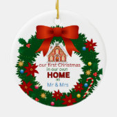 Onze eerste Kerstmis als Mr en Mrs, Kerstmis Keramisch Ornament (Achterkant)