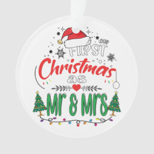 Onze eerste Kerstmis als Mr en Mrs Matching Couple Ornament