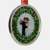 Onze eerste kerstmis als Mr. en Mrs. Metalen Ornament (Rechts)