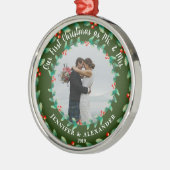 Onze eerste kerstmis als Mr. en Mrs. Metalen Ornament (Links)