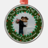 Onze eerste kerstmis als Mr. en Mrs. Metalen Ornament (Voorkant)