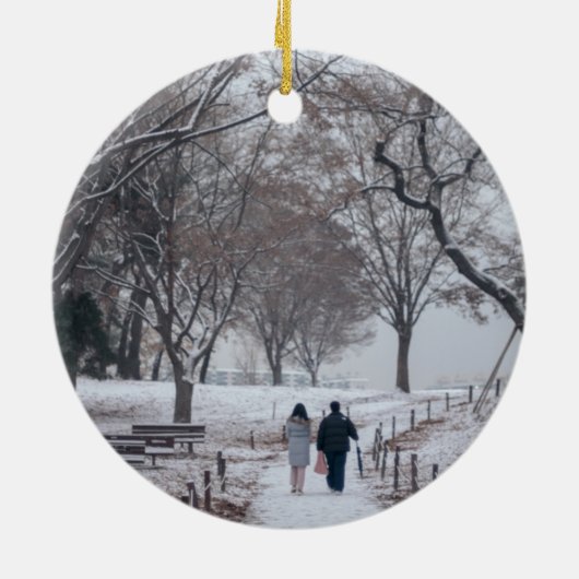 Onze Eerste Kerstmis als Mr en Mrs Personalized Keramisch Ornament (Achterkant)