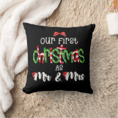 Onze eerste Kerstmis als Mr en Mrs Vrouw Echtgenoo Kussen (Deken)