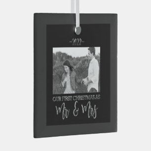 Onze eerste Kerstmis als Mr en Mrs Wedding Couple Glas Ornament