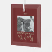 Onze eerste Kerstmis als Mr en Mrs Wedding Couple  Glas Ornament (Voorkant links)