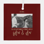 Onze eerste Kerstmis als Mr en Mrs Wedding Couple  Glas Ornament (Achterkant)