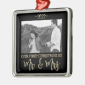 Onze eerste Kerstmis als Mr en Mrs Wedding Couple Metalen Ornament (Links)