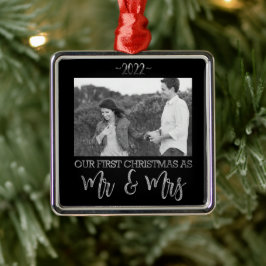 Onze eerste Kerstmis als Mr en Mrs Wedding Couple Metalen Ornament