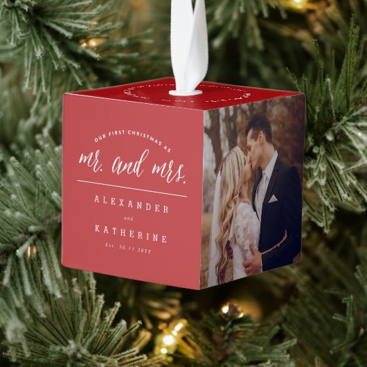 Onze eerste Kerstmis als Mr en Mrs Wedding Foto Decoratie (Boom)