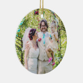 Onze eerste Kerstmis als Mr en Mrs Wedding Foto Keramisch Ornament (Rechts)