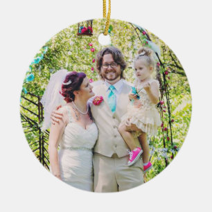 Onze eerste Kerstmis als Mr en Mrs Wedding Foto Keramisch Ornament