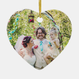 Onze eerste Kerstmis als Mr en Mrs Wedding Foto Keramisch Ornament