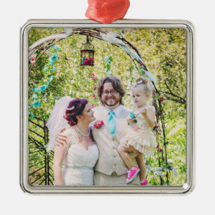 Onze eerste Kerstmis als Mr en Mrs Wedding Foto Metalen Ornament