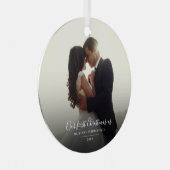 Onze eerste Kerstmis als Mr en Mrs Wedding Foto Metalen Ornament (Voorkant Rechts)