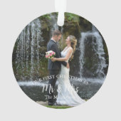 Onze eerste Kerstmis als Mr en Mrs Wedding Foto Ornament (achterkant)