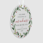 Onze eerste Kerstmis als Mr en Mrs Wedding Foto Ornament (voorkant)
