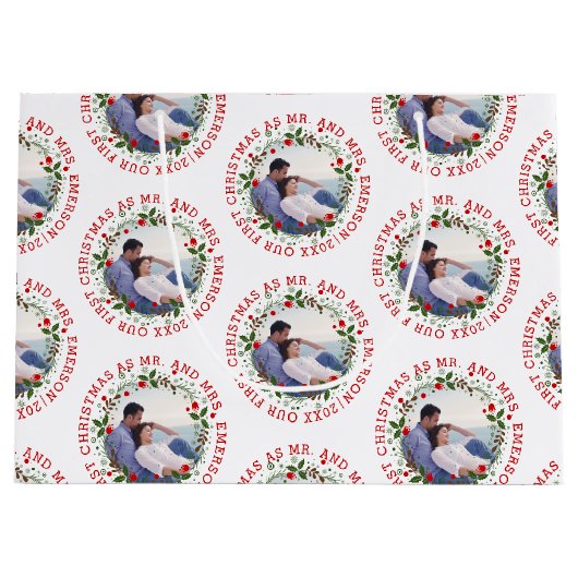 Onze eerste Kerstmis als Mr en Mrs. Wreath foto Groot Cadeauzakje (Voorkant)