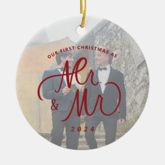 Onze Eerste Kerstmis als Mr & Mr Foto Keramisch Ornament