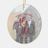 Onze Eerste Kerstmis als Mr & Mr Foto Keramisch Ornament (Links)