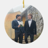 Onze Eerste Kerstmis als Mr & Mr Foto Keramisch Ornament (Achterkant)