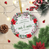 Onze eerste Kerstmis als Mr. & Mrs. 2020 Rustic Wr Keramisch Ornament