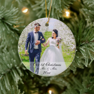 Onze eerste Kerstmis als Mr. & Mrs. 2 Foto Keramisch Ornament
