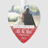 Onze eerste Kerstmis als Mr & Mrs. 2 Foto's Ornament (voorkant)