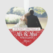Onze eerste Kerstmis als Mr & Mrs. 2 Foto's Ornament (voorkant)