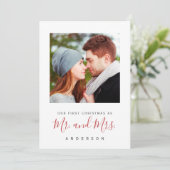 Onze eerste Kerstmis als Mr & Mrs Card voor nieuwi Feestdagenkaart (Staand voorkant)