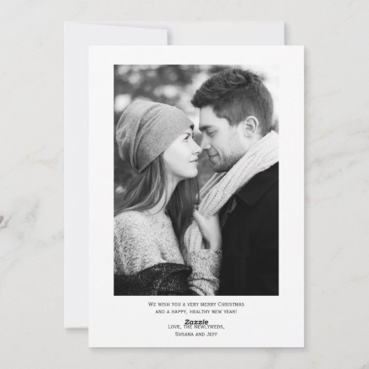 Onze eerste Kerstmis als Mr & Mrs Card voor nieuwi Feestdagenkaart (Achterkant)